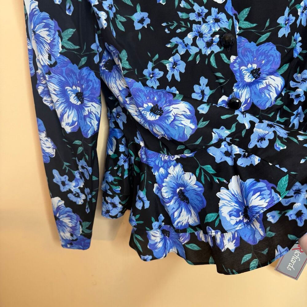 NWT vintage Tracy Richards 16 petite 2 piece blouse & skirt set floral blue - Picture 8 of 9